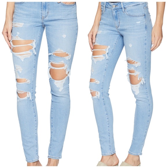 Levi 711 Distressed Skinny Jeans EUC - Picture 1 of 4